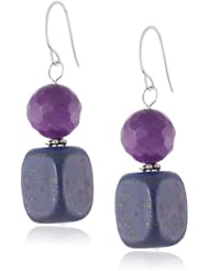 Sterling Silver Faceted Amethyst and Sodalite Drop Earrings
