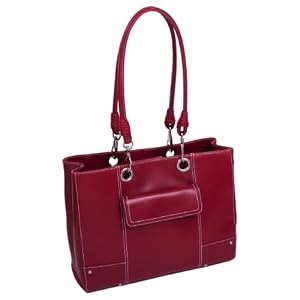 Mcklein USA Serena Ultra-Smooth High-Gloss Faux Leather Laptop Bag, Red (11096) by McKleinUSA