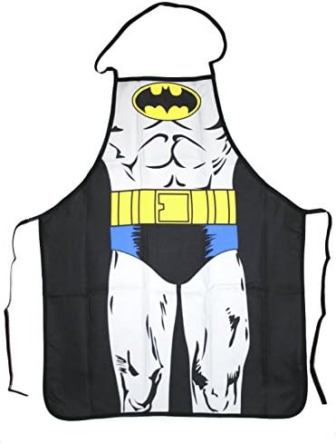 Comic Character Multipurpose Apron. Ideal for a Cook, Chef, Housewife, Artist, or a Griller - Light, but 100% Polyester, a Strong Resistant and Durable Material Per Se. Quality Print - Very Colorful, Fun, and Creative - Costume Alternative! Be a Hero or Heroine on the Grill, Kitchen, or At Work! (Batman)