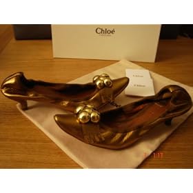 CHLOE GOLDEN SPHERES POINTED HEELS SHOES