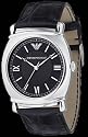 Emporio Armani Men's Black Leather-Strap Watch