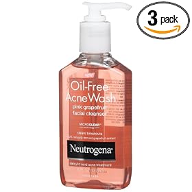 Neutrogena Oil-Free Acne Wash Pink Grapefruit Facial Cleanser, 6-Ounce Bottles (Pack of 3)