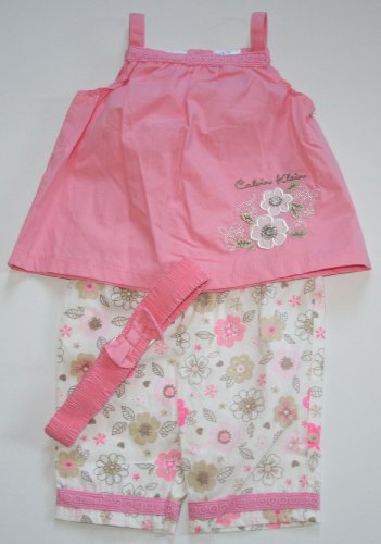 Calvin Klein Baby/Infant Girl's 3 Piece Pink Flower Pant Set