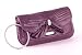 Purple faux snake clutch bag wrist handbag with bow and diamante studded wrist ring