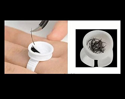 100PCS Disposable Plastic Nail Art Tattoo Glue Holder Eyelash Extension Rings Adhesive Pigment Holders Finger Hand Beauty Tools(medium size)
