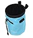 Chalk Bag for Rock Climbing, Weightlifting, Bouldering & Gymnastics with Drawstring Closure, Quick-clip Belt and Valuables Securely Holding Zippered Pocket (Light Blue)