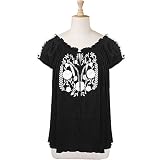 Embroidered Yoke Cotton Crinkle Blouse (Petite, Tall & Misses Sizes XS-3X)