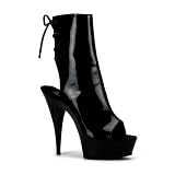Pleaser Shoes Women's DELIGHT-1018, 5 3/4" Heel Open Toe Lace-UP Ankle Boot