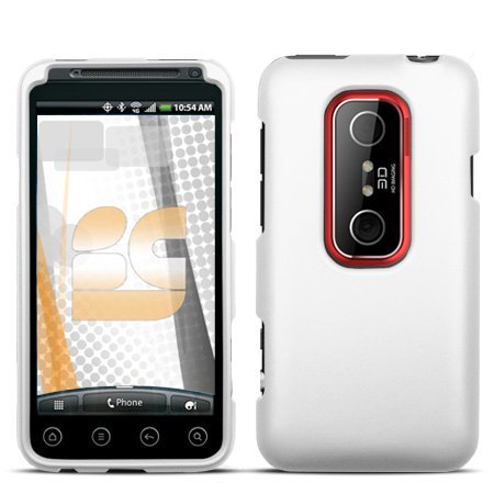 White Rubberized Hard Phone Cover for HTC EVO 3D Protector Case