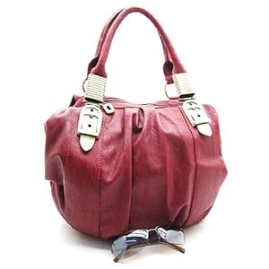 Faux Leather Hobo Bowler Style Handbag