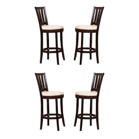 4 Espresso Kitchen Counter Bar Stools