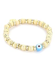Blee Inara Turquoise Color Circle Beads and Eye Stretchy Gold Bracelet