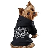 Zack & Zoey Crowned Crossbone Dog Hoodie, Small, 12-Inch, Black