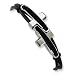 Stainless Steel Black Leather Bracelet - 8.25 inches