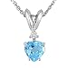 10K White Gold .02 ctw Diamond and Blue Topaz Heart Pendant