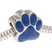 Silver Tone With Royal Blue Enamel Large Hole Paw Print Bead Fits Pandora (1)