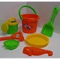 Strand Sand Spielzeug / SANDEIMER-SET 24CM / verschiedenfarbig vorsortiert, 7 teilig, 31904-orange