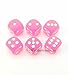 Pink Frosted Dice 16mm D6 6pc White Pips WCX27664E6
