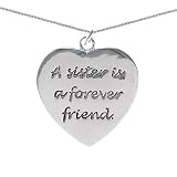 Sterling Silver A Sister is a Forever Friend Heart Pendant on 18in Necklace