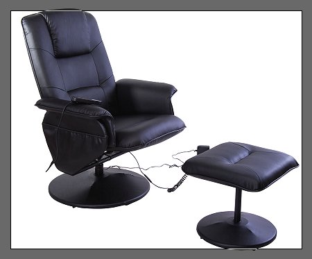 Aosom I3233 Leather Office/recliner Massage Chair with Ottoman-black