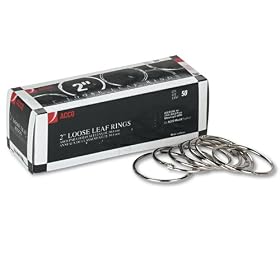 Acco Metal Book Rings, 2in Diameter, 50 Rings Per Box (ACC72205) by ACCO