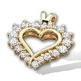 14K Yellow Gold Diamond Heart Pendant 1/2 CT