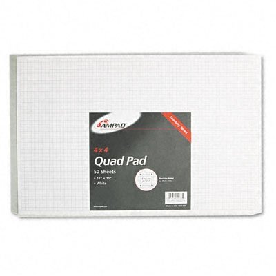 Ampad Quadrille Pad, 11 x 17, White, 1, 50-Sheet Pad