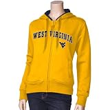 West Virginia Mountaineers Ladies Gold Full Zip Felt Lettering Hoody Sweatshirt