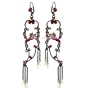 Vintage Style Pearls Dangle Earrings Angle RED 4"Long