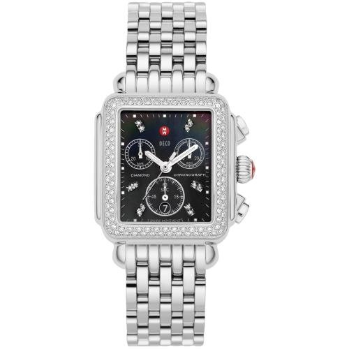 MICHELE Deco Diamond Black Diamond Dial Bracelet Watch