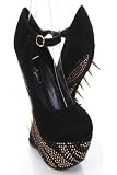 Zebra Crystal & Rhinestone Spike Wedge Pump in Black and Gold Gilmore by J. C. Dossier
