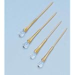 SET OF 4 GOLD PLATED MARTINI PICKS WITH CRYSTAL TIPS