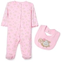 Little Me Monkey Layette Pink-Multi, 3 Months