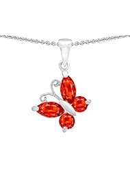 Original Star K (tm) Butterfly Pendant Made with Simulated Mexican Fire Opal in .925 Sterling Silver