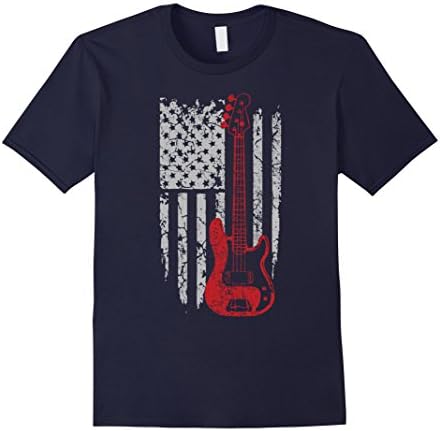 Men's Guitar US Flag Shirt, a guitarist shirt XL Navy