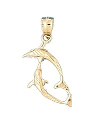 Dazzlers Solid 14 karats gold Dolphin Charm Pendant Available in three colors from jewelsberry (weights: 1.4 grams only)