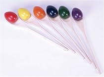 Assorted Colored Eggs & Spoons, Set of 6 Each