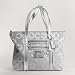 Coach Signature Lurex Poppy Glam Book Bag Purse Tote Silver