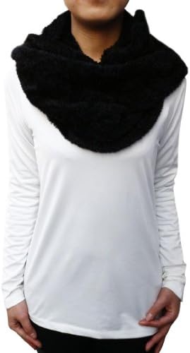 Fanlen Fashion Fleece Warm Infinity Loop Scarf - Black One Size