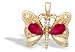 14K Yellow Gold Genuine Pear Ruby and Diamond Butterfly Pendant