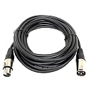 GLS Audio 25ft Mic Cable Patch Cords - XLR Male to XLR Female Black Microphone Cables - 25' Balanced Mike Snake Cord - SINGLE