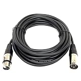 GLS Audio 25ft Mic Cable Patch Cords - XLR Male to XLR Female Black Microphone Cables - 25' Balanced Mike Snake Cord - SINGLE