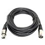GLS Audio 25ft Mic Cable Patch Cords - XLR Male to XLR Female Black Microphone Cables - 25' Balanced Mike Snake Cord - SINGLE