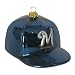 Pack of 2 MLB Milwaukee Brewers Glass Hat Christmas Ornaments