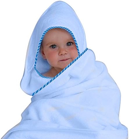 First Big Steps Bamboo Hooded Towel for Baby Infant Toddler 36" x 36" Organic Hypoallergenic Eco- Friendly, Blue Includes Limited Lifetime Warranty