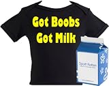 Spoilt Rotten - Got Boobs Got Milk Baby & Toddler Retro T-Shirt 100% Organic Sizes 0-6 months WHITE/BLACK in funky Milk Carton