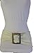 TFJ Women Fashion Belt Hip Waist Gold Metal Buckle Wide Cream Ivory Fabric Band S M