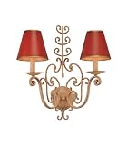 B9801 Troy Lighting Holly Hill Two-Light Wall Sconce With Red Tole Shades
