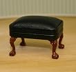 Black Leather Footstool Dollhouse Miniature