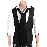 Mens Casual Stylish Unbalanced 3 Button Vest with Scarf(W21V)